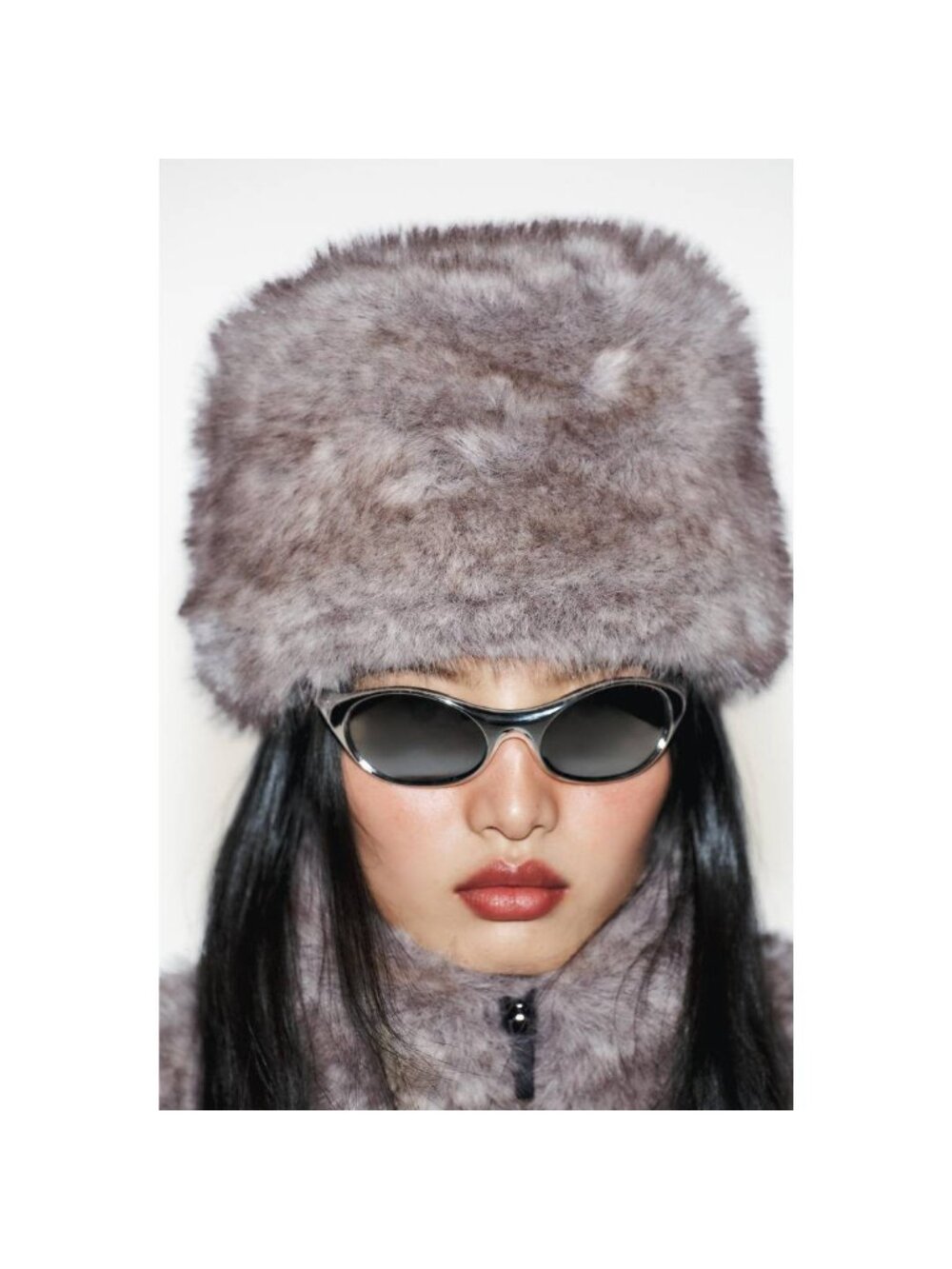 New Zara Ski Collection Faux Fur Hat Brown Tan gray 0807/302 NWT